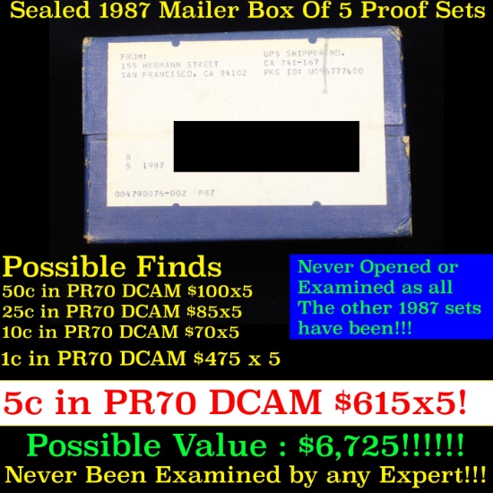 Original sealed box 5- 1987 United States Mint Proof Sets