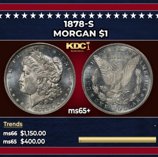 1878-s Morgan Dollar $1 Grades ms65+