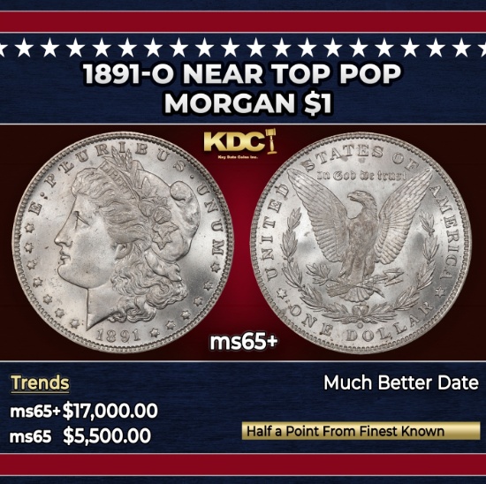 1891-o Morgan Dollar Near Top Pop $1 ms65+ SEGS