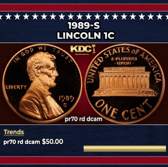 1989-s Proof Lincoln Cent 1c pr70 rd dcam SEGS