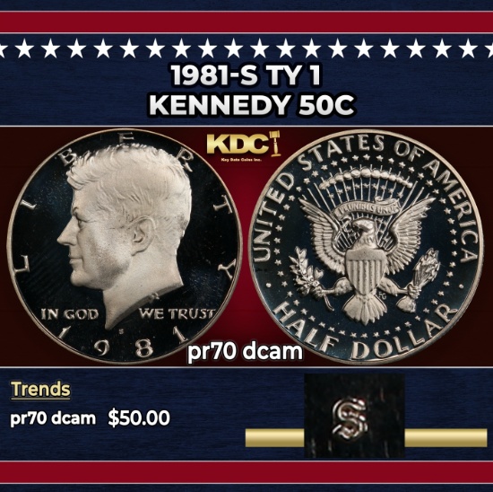 1981-s Ty 1 Proof Kennedy Half Dollar 50c pr70 dcam SEGS