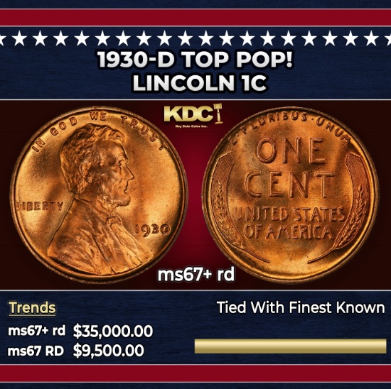 1930-d Lincoln Cent TOP POP! 1c ms67+ rd SEGS