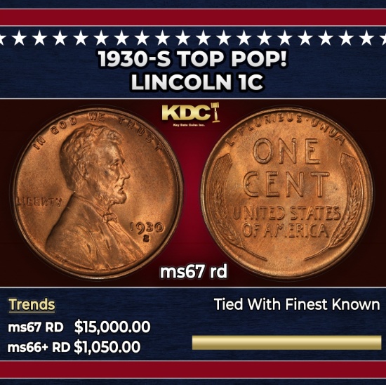 1930-s Lincoln Cent TOP POP! 1c ms67 rd SEGS