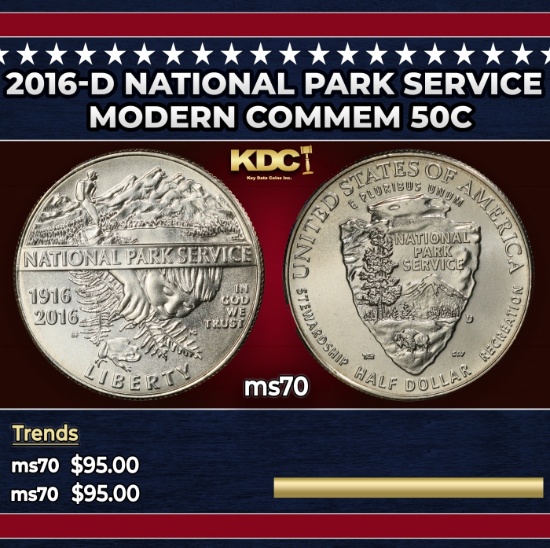 2016-d National Park Service Modern Commem Half Dollar 50c ms70 SEGS