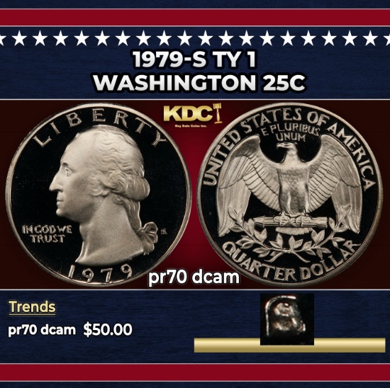 1979-s Ty 1 Proof Washington Quarter 25c pr70 dcam SEGS