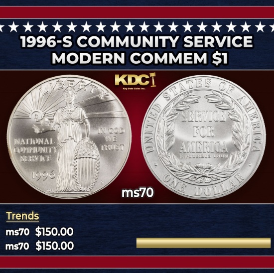 1996-s Community Service Modern Commem Dollar $1 ms70 SEGS