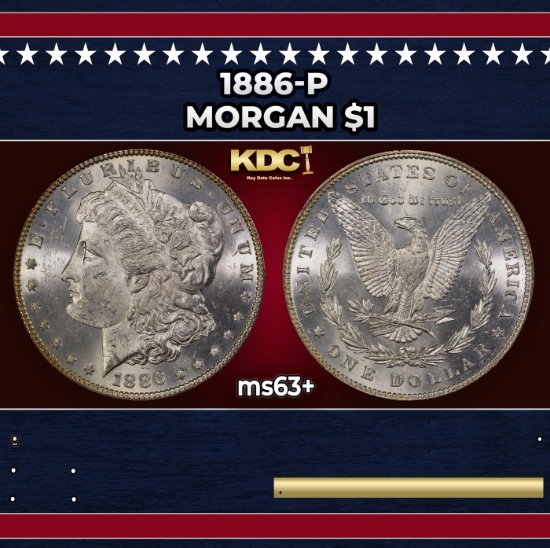 1886-p Morgan Dollar $1 Grades ms63+