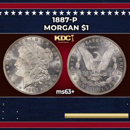 1887-p Morgan Dollar $1 Grades ms63+