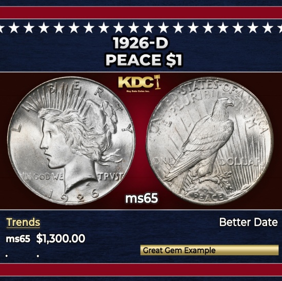 1926-d Peace Dollar $1 ms65 SEGS