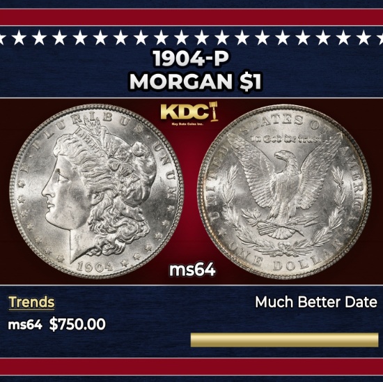 1904-p Morgan Dollar $1 Grades ms64