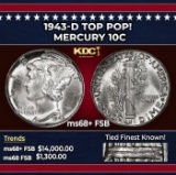1943-d Mercury Dime TOP POP! 10c ms68+ FSB SEGS