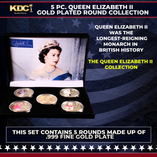 5 Coin Queen Elizabeth II Gold Plated Round Collection A