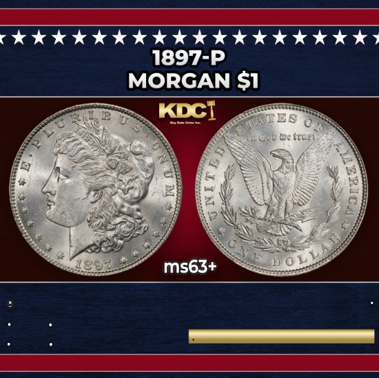 1897-p Morgan Dollar $1 Grades ms63+