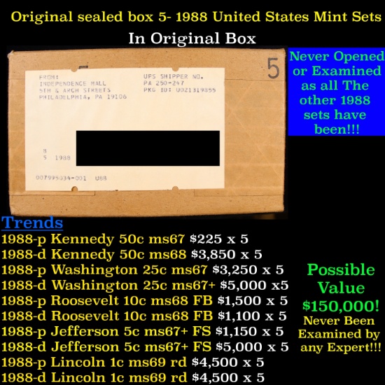 Original sealed box 5- 1988 United States Mint Sets