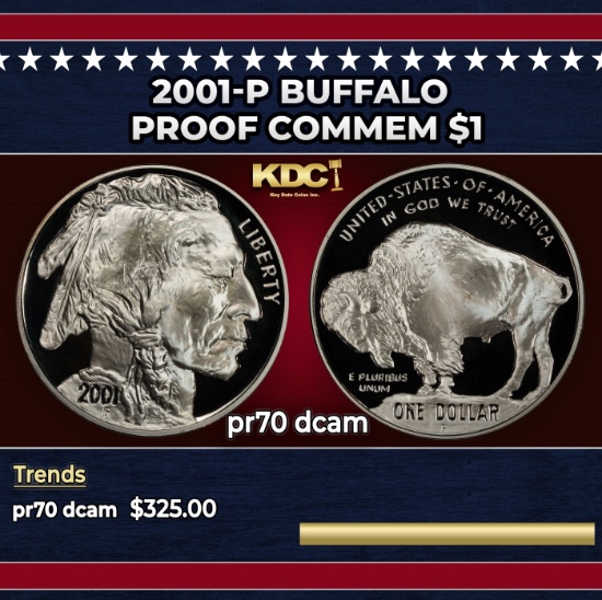 2001-P Buffalo Proof Modern Commem Dollar $1 pr70 dcam SEGS