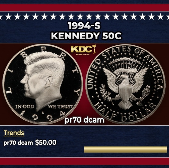 1994-s Proof Kennedy Half Dollar 50c pr70 dcam SEGS