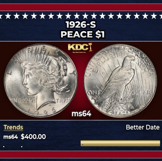 1926-s Peace Dollar $1 Grades ms64