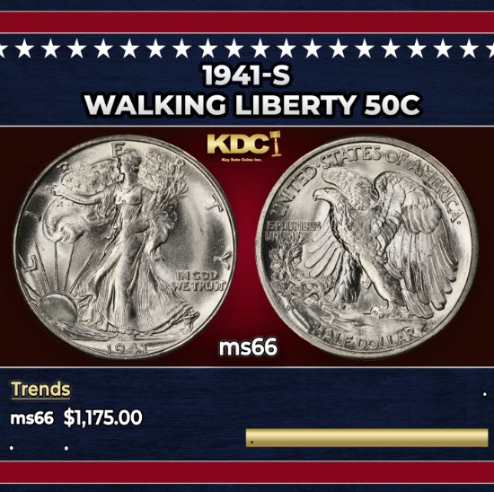 1941-s Walking Liberty Half Dollar 50c ms66 SEGS