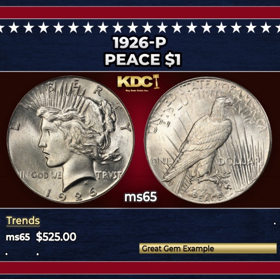 1926-p Peace Dollar $1 Grades ms65