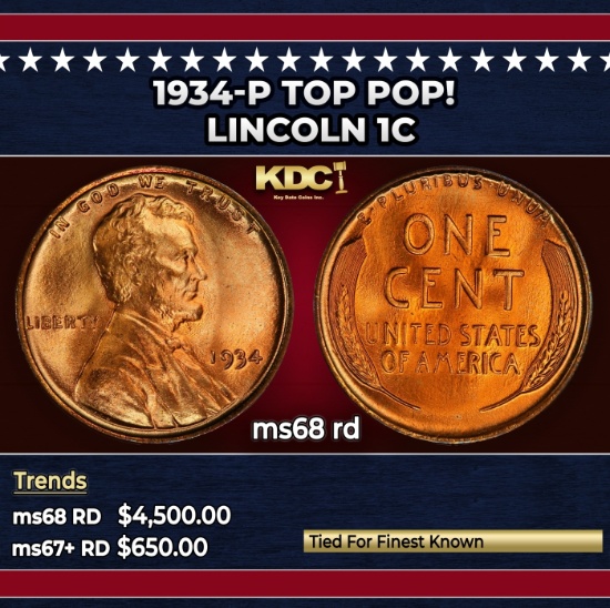 1934-p Lincoln Cent TOP POP! 1c ms68 rd SEGS