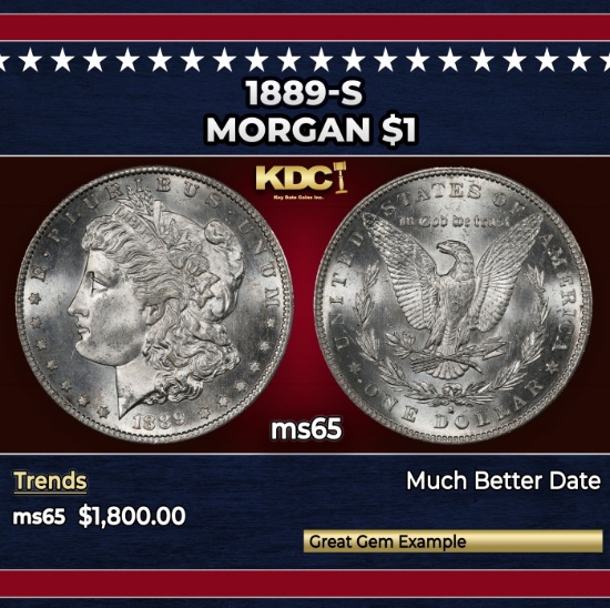 1889-s Morgan Dollar $1 ms65 SEGS