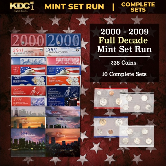 2000-2009 Full Decade Mint Set Run - 238 Coins, 10 Complete Sets