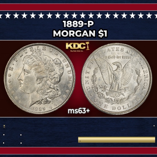 1889-p Morgan Dollar $1 Grades ms63+