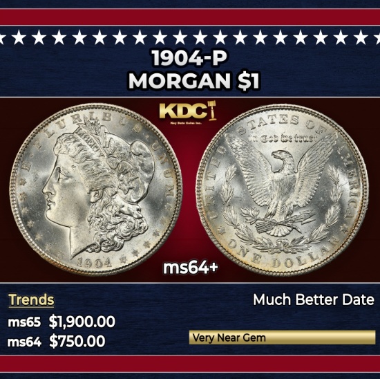 1904-p Morgan Dollar $1 Grades ms64+