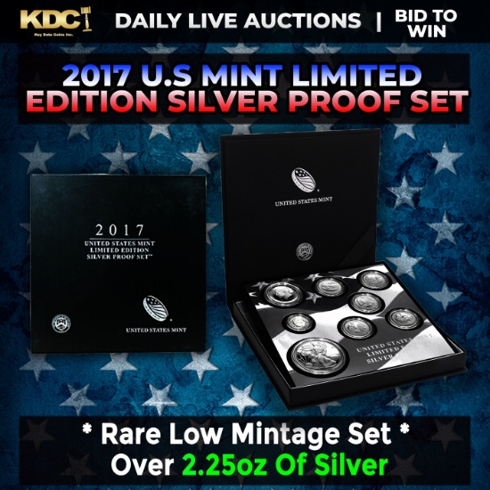 RARE 2017 United States Mint Limited Edition Silver Proof Set 8 coins, Over 2.25oz Of Silver low min