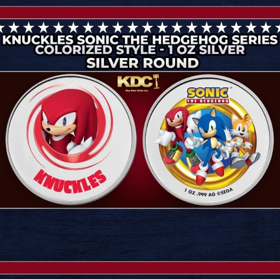 Knuckles Sonic The Hedgehog Series Colorized Style - 1 oz Silver Round Round