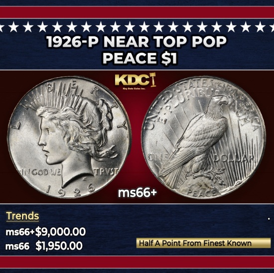 1926-p Peace Dollar Near Top Pop $1 ms66+ SEGS