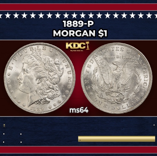 1889-p Morgan Dollar $1 Grades ms64