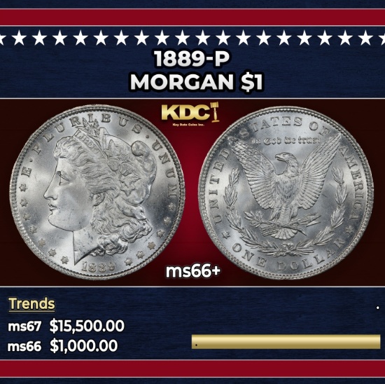 1889-p Morgan Dollar $1 ms66+ SEGS