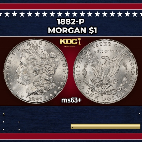 1882-p Morgan Dollar $1 Grades ms63+