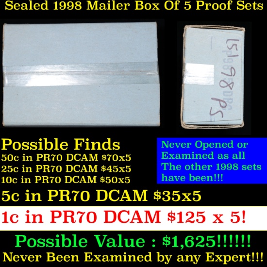 Original sealed box of 5x 1998 United States Mint Proof Sets