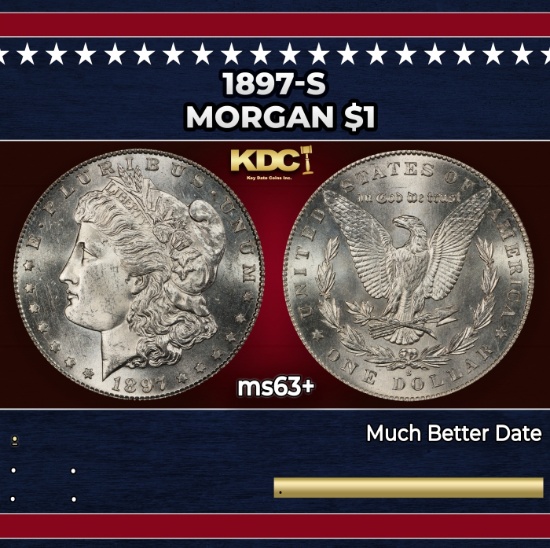 1897-s Morgan Dollar $1 Grades ms63+