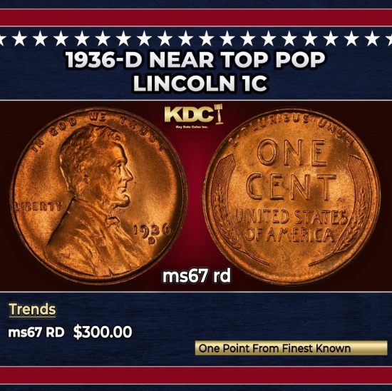 1936-d Lincoln Cent Near Top Pop 1c ms67 rd SEGS