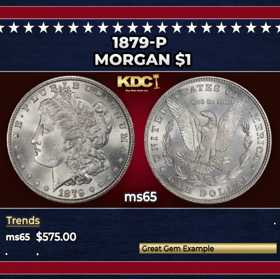 1879-p Morgan Dollar $1 Grades ms65