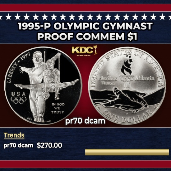 1995-p Olympic Gymnast Proof Modern Commem Dollar $1 pr70 dcam SEGS