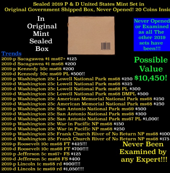Sealed 2019 United States Mint Set in Original Government Shipped Box, Never Opened! 21 Coins Inside