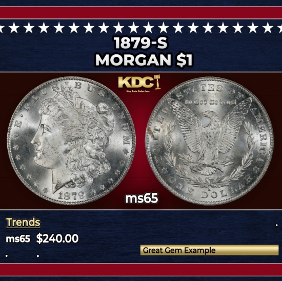 1879-s Morgan Dollar $1 Grades ms65