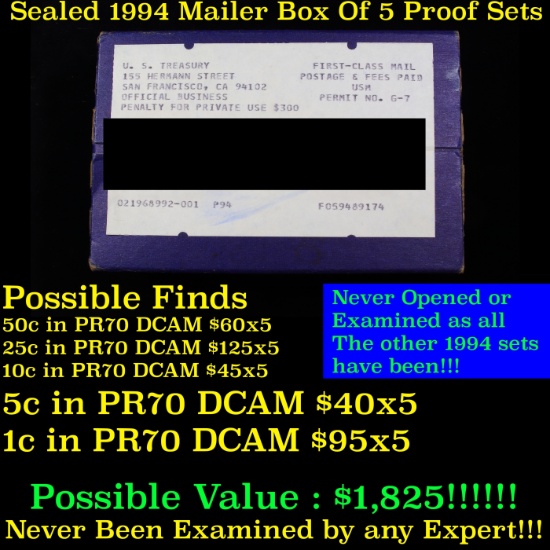 Original sealed box 5- 1994 United States Mint Proof Sets