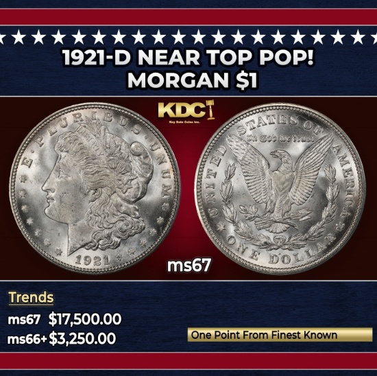 1921-d Morgan Dollar Near Top Pop! $1 ms67 SEGS