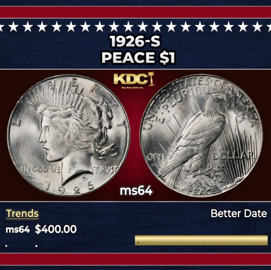 1926-s Peace Dollar $1 Grades ms64