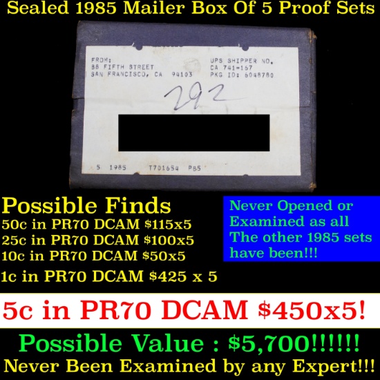 Original sealed box 5- 1985 United States Mint Proof Sets