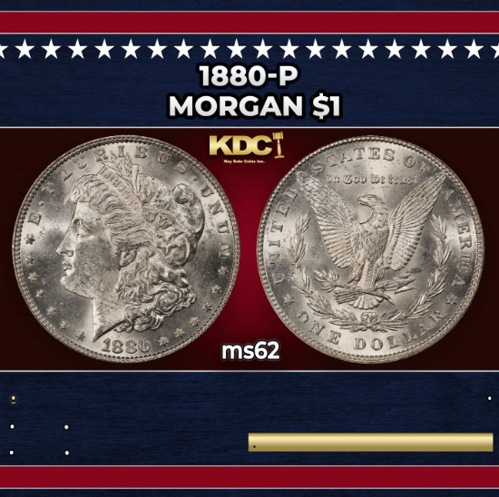 1880-p Morgan Dollar $1 Grades ms62