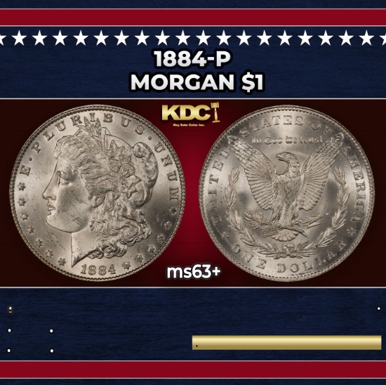 1884-p Morgan Dollar $1 Grades ms63+