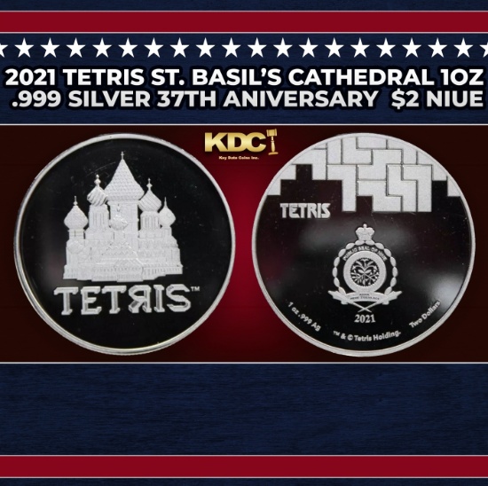2021 Tetris St. Basil's Cathedral 1oz .999 Silver 37th Aniversary  $2 Niue Grades Ungraded Round