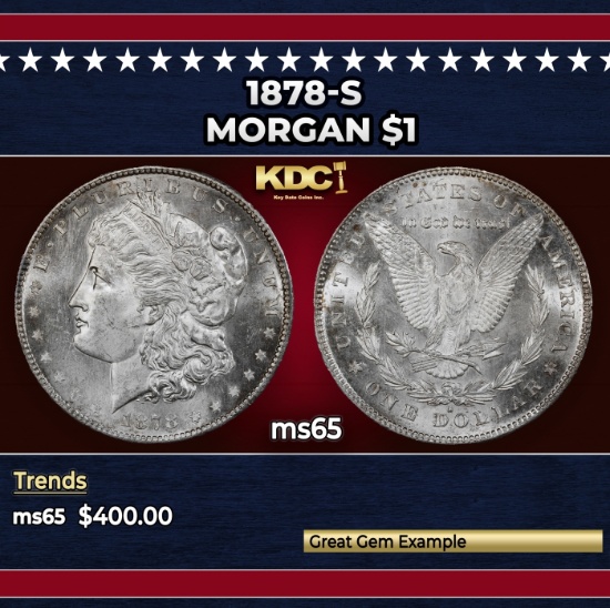 1878-s Morgan Dollar $1 Grades ms65
