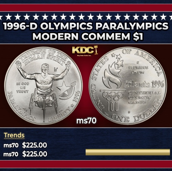 1996-d Olympics Paralympics Modern Commem Dollar $1 ms70 SEGS